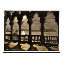 San Georgio from Doges' Palace by moonlight, Venic Postcards