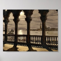 San Georgio from Doges' Palace by moonlight, Venic Posters