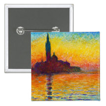San Giorgio Maggiore at Dusk  Claude Monet Pinback Buttons