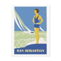 San Sebastian, vector art retro travel Post Card