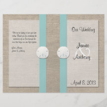 Sand Dollar Beach Wedding Program - Turquoise Personalized Flyer