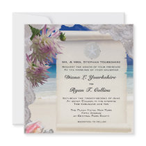 Sand Dollar & Lace Tropical Invitation