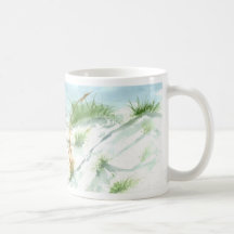Sand dunes beach seascape nautical watercolor art coffee mugs