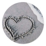 Sand Heart Round Stickers