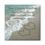 Sand Hearts on Beach, Romantic Save the Date