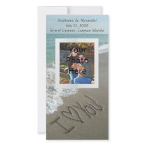 Sand Writing on the Beach, I Love You Photo Card