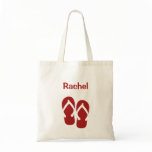 Sandals flip flop summer red custom tote bag
