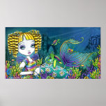 "Sandy" Rainbow Sea Turtle Mermaid Art Poster posters
