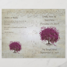 Sangria Heart Leaf Tree Wedding Programs Custom Flyer