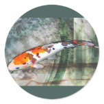 Sanke Koi in Abstract Blue & Green Pond Round Sticker