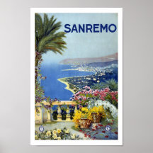 Sanremo Italy Europe Vintage Travel Poster