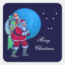 SANTA 3 SQUARE STICKERS