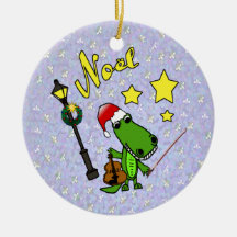 Santa Alligator with Violin Ornament