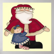 Santa and Child Poster
