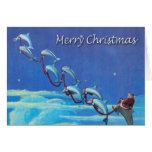 Santa and Dolphins Night Sky Christmas Card