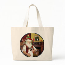Santa and his Akita Canvas Bag
