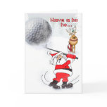 Santa and reindeer friend golfing. cards