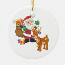 Santa and Reindeer Ornament