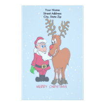 Santa and Rudolph Christmas Stationery