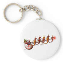 Santa and Seahorse Sleigh Keychain