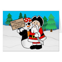 Santa and snowman greeting card