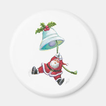 Santa and the Bell Refrigerator Magnet