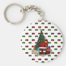 Santa and the Christmas Tree Keychain