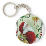 Santa and Twining Vine Vintage Xmas keychains