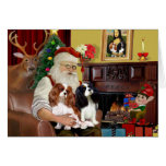 Santa At Home  Cavalier King Charles (two) Greeting Card