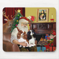 Santa At Home  Cavalier King Charles (two) Mouse Pad