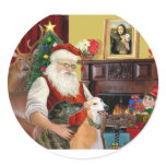 Santa At Home Greyhounds (two) stickers