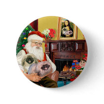 Santa At Home - Pekingese (R) - Santa Pinback Button