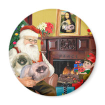Santa At Home - Pekingese (R) - Santa Refrigerator Magnet