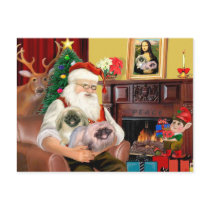 Santa At Home - Pekingese (R) - Santa Post Cards