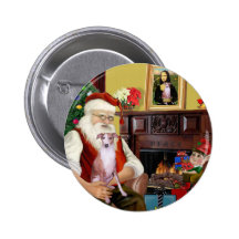 Santa At Home - Whippet 7 - Santa Pinback Button