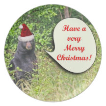 Santa Bear Wishing You a Merry Christmas Dinner Plates