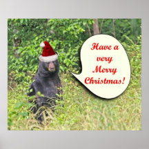 Santa Bear Wishing You a Merry Christmas Print