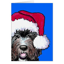Santa Black Doodle Greeting Cards