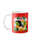 Santa Calico Christmas Cat Coffee Mug