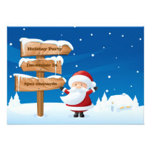 Santa Christmas Holiday Party Invitation Card