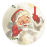 Santa Christmas Name Tags Round Stickers