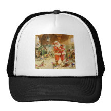 Santa Claus and his Elves in the Reindeer Stable Mesh Hats