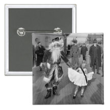 Santa Claus and Little Girl on Deck, 1925 Pin