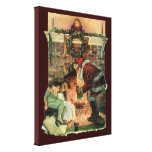 Santa Claus and Sleeping Children by the Fireplace Gallery Wrapped Canvas