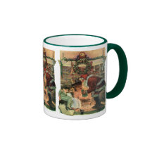 Santa Claus and Sleeping Children by the Fireplace Coffee Mug
