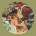 Santa Claus and Sleeping Children by the Fireplace stickers