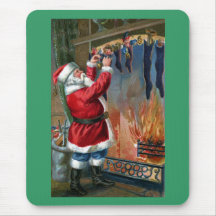 Santa Claus Busy Filling Stockings Mousepads