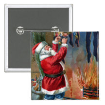 Santa Claus Busy Filling Stockings Pin