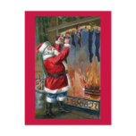 Santa Claus Busy Filling Stockings Post Cards