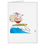 Santa Claus Carrying His Sack While Surfing Greeting Cards